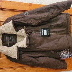 Brown Aviator Jacket with Shearling Lining